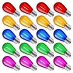 S14 LED Christmas Replacement Light Bulbs, UL Listed, 1 Watt E26 Medium Base Plastic Shatterproof LED Edison Bulbs, Easily Screw in Strings Spools Strands, 20 Pack Multicolor