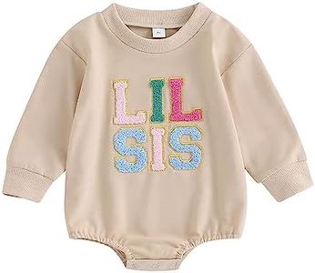 YINGISFITM Newborn Baby Girl Clothes Crewneck Sweatshirt Romper Sisters Sweater Shirts Onesie Fall Winter Cute Outfits (LIL SIS Begie, 0-3 Months)