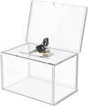 MaxGear Acrylic Donation Box with Lock and Sign Holder, Clear Ballot Box Donation Boxes for Fundraising (6.2" x 4.5" x 4") with Lock - Clear