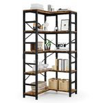 NUMENN 5 Tier Corner Bookshelf, Modern Corner Bookcase, Large Open Shelf Bookcase, Tall Bookshelves Storage Display Rack for Bedroom, Living Room and Home Office, Vintage