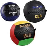 Yes4All Wall Ball, Wall Balls for Exercise, Weighted Ball, Medicine Ball and Full Body Dynamic Exercises, 6LB+10LB+12LB