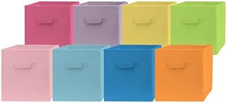 Pomatree Fabric Storage Bins - 8 Pack - Fun Colored Durable Storage Cubes | 2 Reinforced Handles | Foldable Cube Baskets for Home, Kids Room, Nursery and Playroom | Closet and Toys Organization