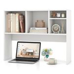 COSTWAY Desktop Bookshelf, Wooden Countertop Bookcase with 4 Cubbies and Open Back Compartment, Free Style Tabletop Storage Organizer Display Shelf Rack for Home Office (White)