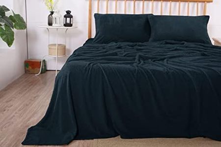 Ramesses Teddy Fleece Sheet Set, Double, Navy