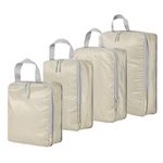 4Pcs Compression Packing Cubes Set for Suitcase, Expandable Travel Luggage Storage Bags Travel Accessories Organizers (Beige)