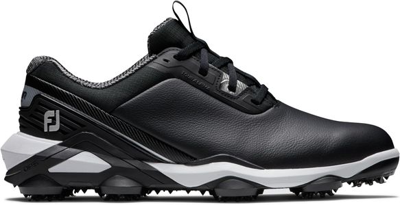 FootJoy Tour Alpha Golf Shoes, Black/White/Silver – 9 UK Wide