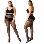 MANZI 20 Denier 4 Pairs Plus Size Pantyhose Black Summer Sheer Tights for Women-XXL