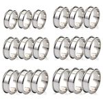 18PCS Blank Core Ring Stainless Steel Grooved Finger Rings for Inlay Ring DIY Jewelry Making Size 7/8/9/10/11/12 High Polished Silver Round Metal Ring for Men Women 8mm Wide Empty Band Gift (B12)