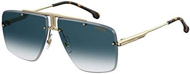 Carrera CA1016/S 0001 64mm Yellow Gold/Dark Blue Gradient Square Sunglasses for Men for Women + BUNDLE with Designer iWear Eyewear Kit