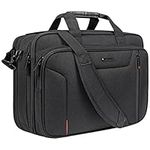 EMPSIGN Stylish Laptop Bag Briefcase, 17.3 Inch Laptop Case Expandable Messenger Bag for Men Water Repellent, RFID Blocking Office Carrying Shoulder Bag for Work Business Commute Travel School-Black