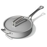Risa Pan Co-Founded by Eva Longoria - Non-Toxic, Ceramic Coating Non-Stick Kitchen 11-inch, 4.5qt Saute Pan with Lid and Free Pot Holders for Gas, Electric, & Induction - in Cool Grey