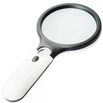 XEREBIAN 3 LED Light 3X & 45x Handheld Magnifier, Reading Magnifying Glass Lens Jewelry Loupe, Book and Newspaper Reading, Insect and Hobby Observation, Classroom Science Magnifier Glass with Light (Double Glass With Light)