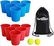 WIn SPORTS Giant Yard Pong Bucket Game,Throwing Bucket Toss Set for Beach,Pool,Family,Yard,BBQ,Lawn,Indoor,Outdoor Game - Ideal Gift Toy for Boys,Girls,Family,Kids