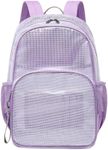 mygreen Purple Backpack Clear Mesh PVC School Backpack Heavy Duty for Work, Security, Sporting Events Large