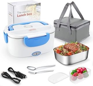 3 in 1 Electric Lunch Box Food Heater Car and Home Use, Portable Lunch Heater 220V & 12V 24V - Stainless Steel Portable Food Warmer (Blue White)