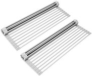 Surpahs Over The Sink Multipurpose Roll-Up Dish Drying Rack (Warm Gray, Large - 20.5"x13") - 2 Pack