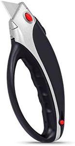 Internet's Best Ergonomic Utility Knife with Non Slip Feature - Retractable Razor Knife Set - Box Cutter Locking Razor Knife - Storage Pouch Extra Blade Refills - Easy Change