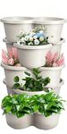 YYBD 5 Tier Plant Pots Stackable Planter with Drainage Mat Vertical Gardening Planter Stacking Tower Planter Tray for Growing Flower Vegetable Succulent Herb Indoor Outdoor (Not Include Bottom Tray)