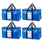 TAILI Extra Large Heavy Duty Moving Bags 4 Pack Storage Bags, Clear Window & Reinforced Handles,Waterproof Storage Bags with Zips for Clothes,Beddings,Duvets,Travel,Moving,Camping,Loft Storage