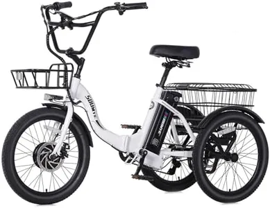 Soumye Electric Tricycle for Adults,20" Folding Electric Trike,3 Wheels Electric Bicycle Bikes, 350W Step-Thru Etrike with 374WH Removable Battery and Large Basket for Women Men