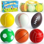 Billeeit Mini Sports Balls Set for Toddler 1-3, First Sports Bag for Kids, Include 1 Each of 3.5" Foam Soccer, Tennis Ball, Basketball, Football, Baseball, Volleyball, Fun Baby Ball Toys, Set of 6