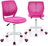 BABY JOY Kids Desk Chair, Adjustable Children Study Chair, Swivel Chair Armless Mesh Task Student Chair, Child Desk Chair with Adjustable Height & Lumbar Support Computer Chair (Rose)