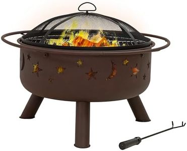Sunnydaze Cosmic 30-Inch Fire Pit with Cooking BBQ Grill Grate, Spark Screen, and Fireplace Poker - Celestial Design