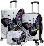 World Traveler Butterfly Luggage, Butterfly, 3-Piece Set, Butterfly Luggage