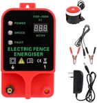 Electric Fence Energiser 6.2 Miles Electric Fence Charger 2J Output High Voltage Pulse Controller for Livestock,Large Animals,Cattle,Horse,Sheep (with Alarm)