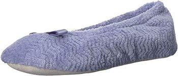 Isotoner Women's Chevron Microterry Ballerina House Slipper with Moisture Wicking and and Fabric Sole for Comfort Periwinkle