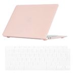 Se7enline Compatible with MacBook Air 13 Inch Case 2024 2023 2022 2021 2020 2019 2018 A1932/M1 A2337/A2179 for Mac Air 13-Inch Retina Display Touch ID &Keyboard Cover(UK Layout),Chalk Pink