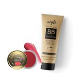 Aegte Intense Coverage Fair Ivory BB + Foundation Strobe Cream with SPF 35 & Beetroot Lip and Cheek Tint Balm