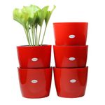 GREENON® 10 Inch Self Water Planter Pot Pack of 5 (10 Pots) | Red Outer and Black Inner | Big Flower Pot | Solid Phuldani | Virgin Plastic Gamla | UV Treated | Indoor Plant Container