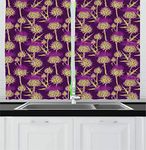 Ambesonne Thistle Kitchen Curtains, Graphic Background with Vibrant Colored Scottish Thistles Pattern, Window Drapes 2 Panel Set for Kitchen Cafe Decor, 55" x 39", Yellow Green and Purple