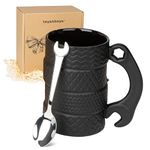 Tyre Cup Large Capacity 450 ml Ceramic with Spoon Tyre Cup 3D Large Car Cup with Handle Coffee Cups for Men for Office for Car Lovers for Home, Gift for Driver Mechanic