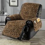 STONECREST Recliner Chair Cover, Faux Fur Slipcover, Stay in Place (Leopard, 23" Regular Recliner)