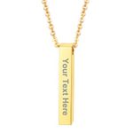 PROSTEEL Custom Personalized Vertical Bar Necklace Engraved Date Name Pendant Necklace Women Wedding Jewelry Anniversary Mom Gift Gold Color