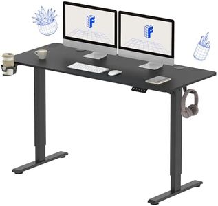 FLEXISPOT 140 x 60 cm Electric Standing Desk, Sit Stand Table Height Adjustable Desk with Backpack Hook and Memory Smart Pannel, Home Office Desk Black