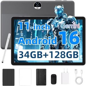 KELANYIS Tablet 11 inch Android 16 Tablets, Octa-core Processor 34GB RAM 128GB ROM 2TB Expansion,Tablets with Keyboard, Protective Case, Mouse, Stylus, HD Touchscreen, Wi-Fi, BT 5.0, Dual Camera