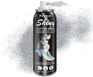 Ragkun Body Glitter, Body Glitter Spray, Glitter Spray for Hair and Body, Long-Lasting and Quick-Drying Silver Glitter Hairspray Suitable for Stage, Festival Rave and Makeup Prom (2.11 Fl Oz)