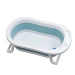 Safe-O-Kid® Tubbly Anti-Slip Folding Baby Bath tub, 1 Year Warranty, with Temperature Sensitive Plug, Portable Bathtub, Soap Store, Easy to Store- (0-4 Years), Blue