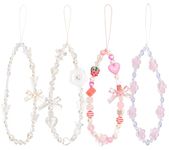 Gelapa 4Pack Phone Charm, Beaded Phone Wrist Strap, Cute Wrist Lanyard for Cell Phone Key Camera, Wristlet Key Chain for Ladies, Birthday Idea Presents for Teen Girl Women, Phone Accessories-Mul