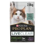 PRO PLAN® LIVECLEAR® Adult 1+ STERILISED Rich in Turkey Dry Cat Food 2.8kg, For Neutered Cats