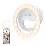 ATUMTEK 4" Rotatable Selfie Ring Light for Phone, Rechargeable Clip-on Ring Light for Photo and Video, 3 Color Temperatures for Streaming, TikTok, Instagram, Zoom Meeting and Video Conference, White