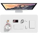 Hsurbtra Desk Pad, 35.5" x 17" PU Leather Desk Mat, XXL Extended Mouse Pad, Waterproof Desk Blotter Protector, Ultra Thin Large Laptop Keyboard Mat, Non-Slip Desk Writing Pad for Office Home, White