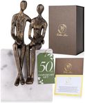 DCAPILLA 50th Anniversary Couple Gifts - Iron and Marble Sculpture - Parents Gifts for 50th Wedding Anniversary - Includes Gift Box, Engraved Plaque and Poem Card