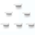 PHOENANCEE Solid Oak Wood, Record Wall Mount Shelf, Record Display Holder for LP Storage, Easy Install Floating Shelves(Rustic White, Set of 6)