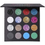 UCANBE Glitter Eyeshadow Makeup Palette - 12 Face Body Chunky & Fine Pressed Glitter + 4 Eye Shadow Powder Make Up Pallet for Theater Party Cosplay Halloween Christmas, Highly Pigmented Ultra Shimmer