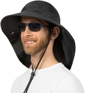 SUN CUBE Wide Brim Sun Hat with Neck Flap, Fishing Hiking for Men Women Safari, Neck Cover for Outdoor Sun Protection UPF50+ | Black