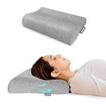 CareFoam Memory Foam Cervical Neck Pillow | 2 Years Warranty | Pain Relief Sleep, Improves Posture Spinal Alignment, Neck Pain Relief | 19 x 11 x 3.5 Inch | Black Melange Cover | Pack of 1